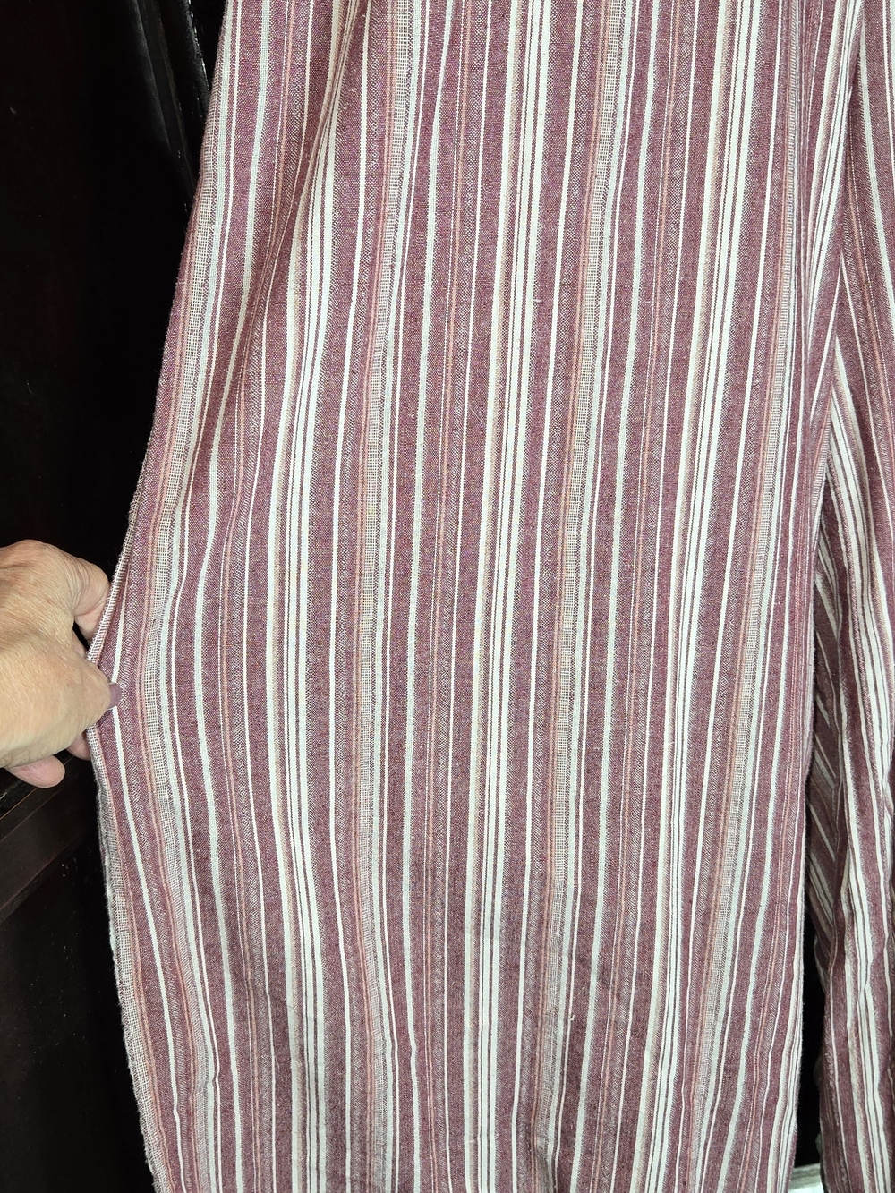 100% Cotton Akua By Jaase Striped Sleeveless V-Neck Jumpsuit in Mauve Pink - Picture 5 of 9